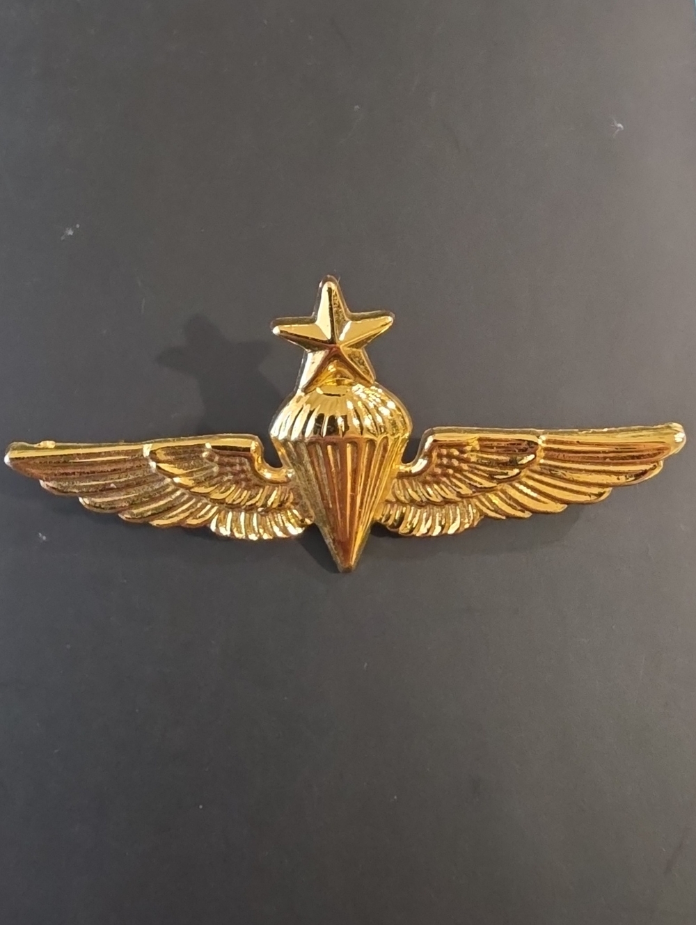 US Navy and Marine Corps Senior Parachutist Badge, USN USMC Pin, Gold Tone